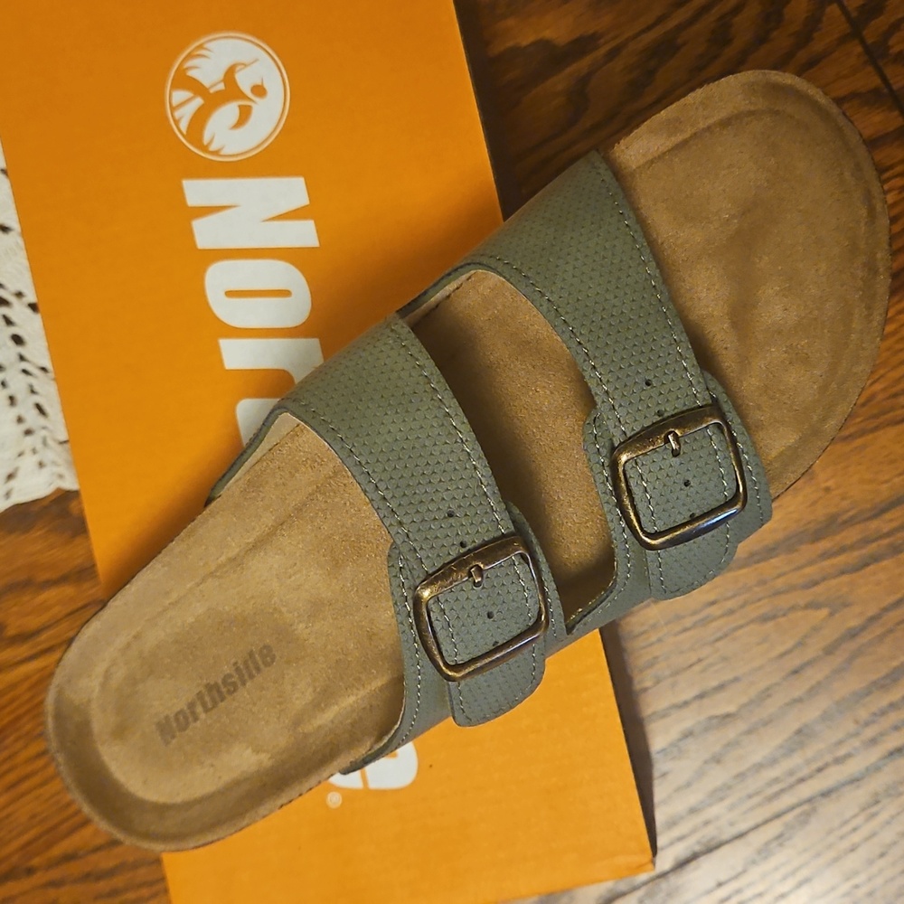 Northside Womens Sise 10 Olive Green Strap Cork Sandals